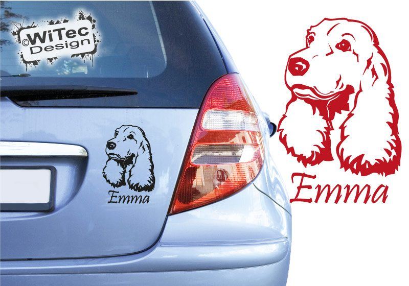 Hundeaufkleber English Cocker Spaniel mit Namen Autoaufkleber Hundeaufkleber English Cocker Spaniel mit Namen Autoaufkleber