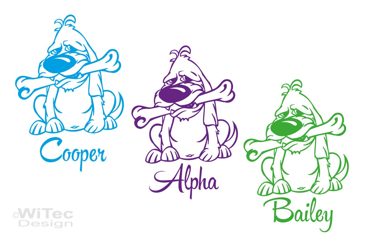 Hundeaufkleber Hund Comic Name Auto Aufkleber