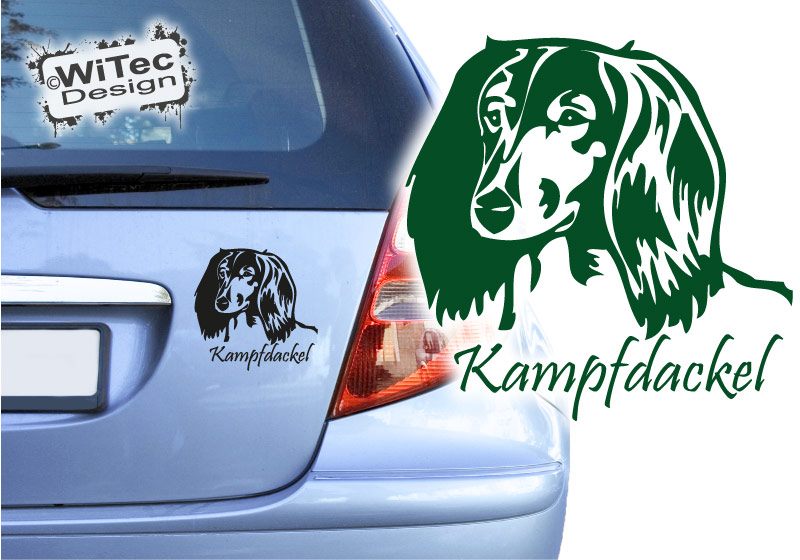 Dackel Langhaar + Name Aufkleber Autoaufkleber Hunde