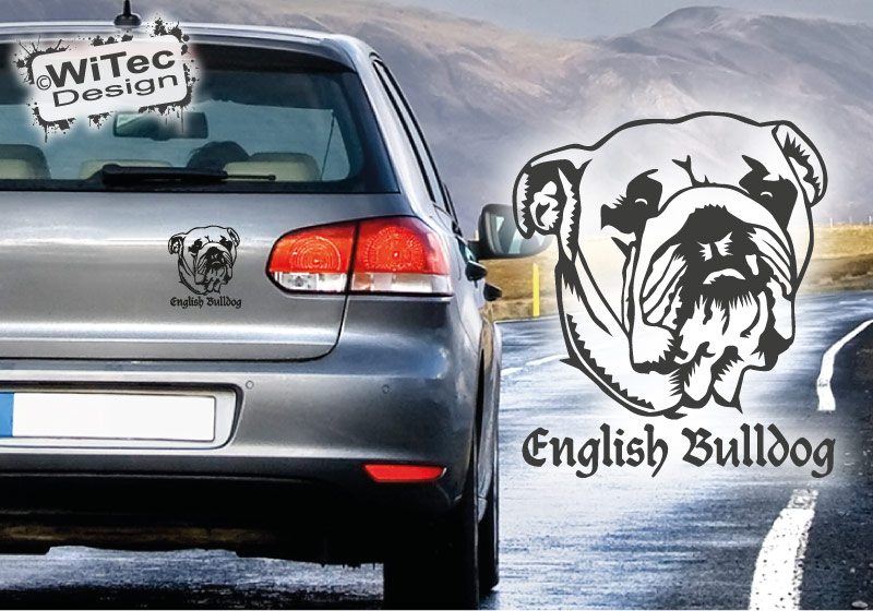 Englische Bulldogge Wunschname Hundeaufkleber Autoaufkleber