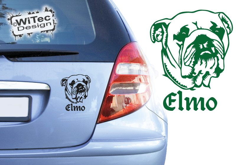 Englische Bulldogge Wunschname Hundeaufkleber Autoaufkleber