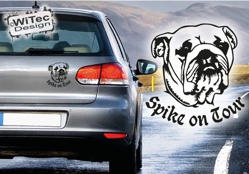 Englische Bulldogge on Tour Autoaufkleber Name Aufkleber Hunde