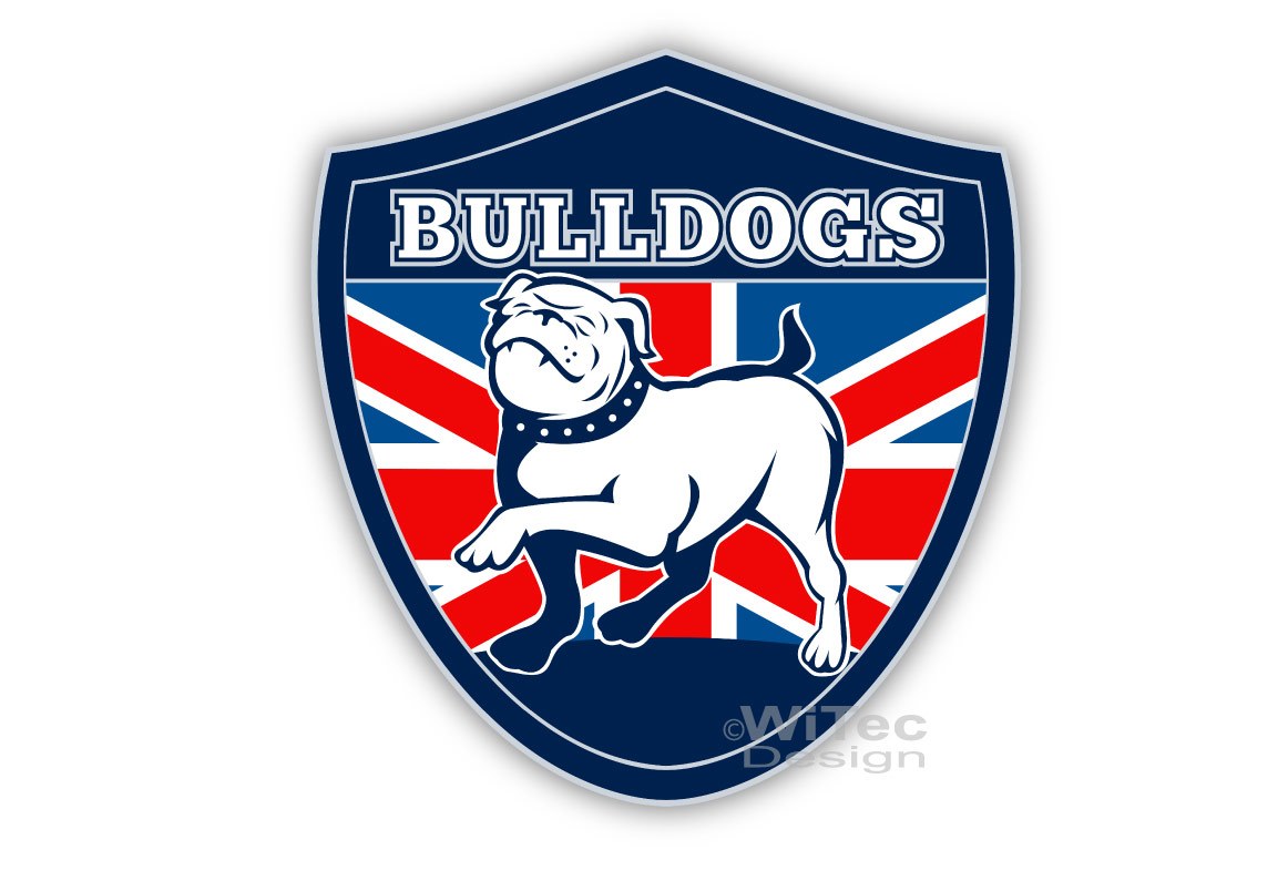 Hundeaufkleber Englische Bulldogge auf Flagge Auto Aufkleber Sticker