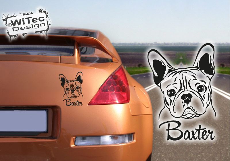 Französische Bulldogge Wunschname Autoaufkleber Hundeaufkleber