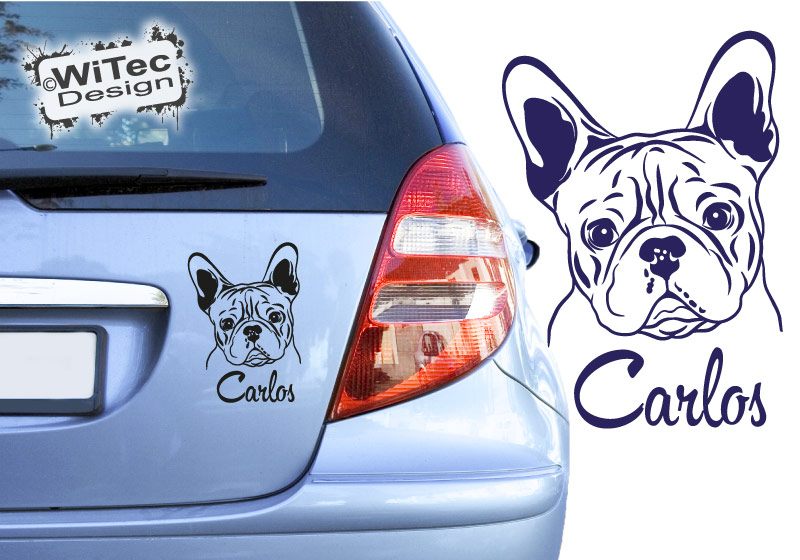 Französische Bulldogge Wunschname Autoaufkleber Hundeaufkleber