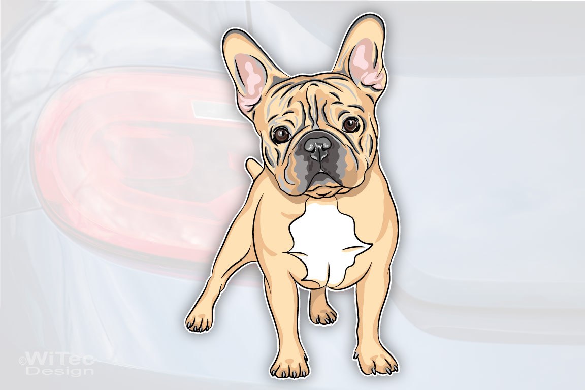 Hundeaufkleber Französische Bulldogge Fawn Autoaufkleber Digitaldruck