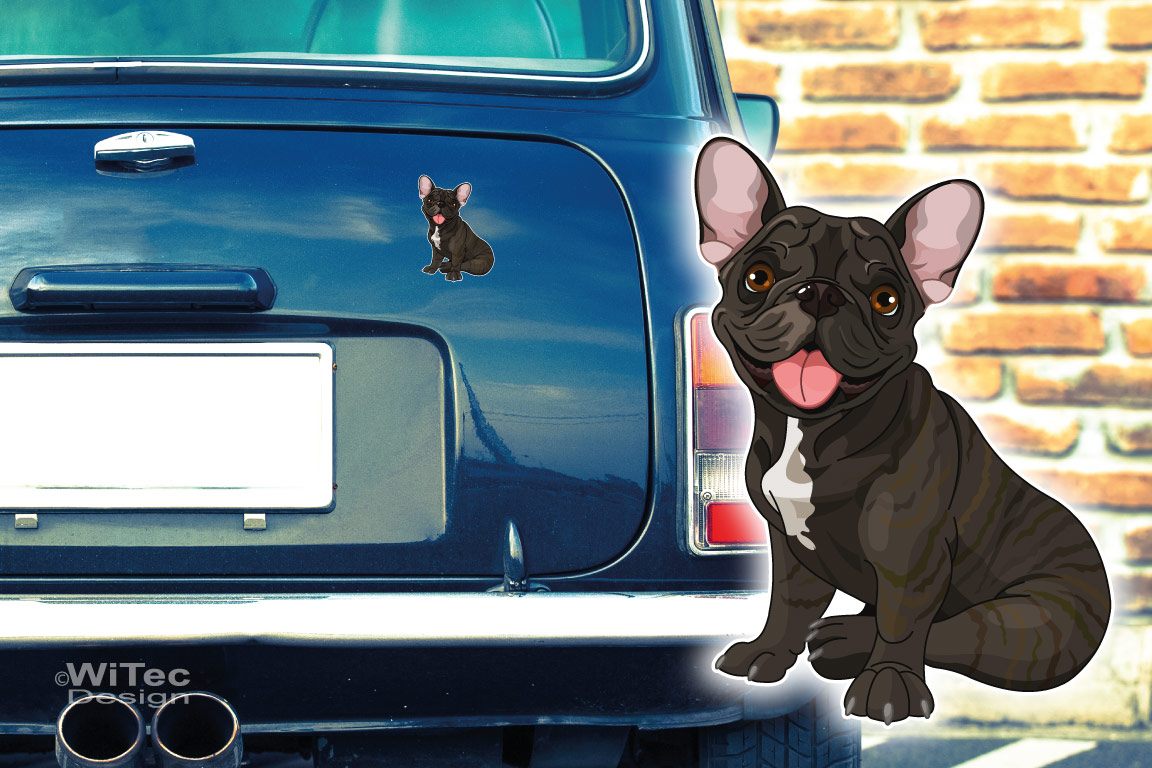 Hundeaufkleber Französische Bulldogge Autoaufkleber Digitaldruck