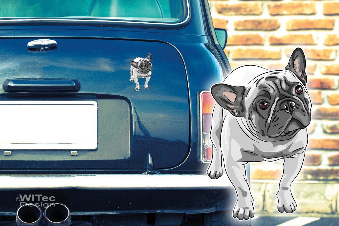 Hundeaufkleber Französische Bulldogge Autoaufkleber Digitaldruck