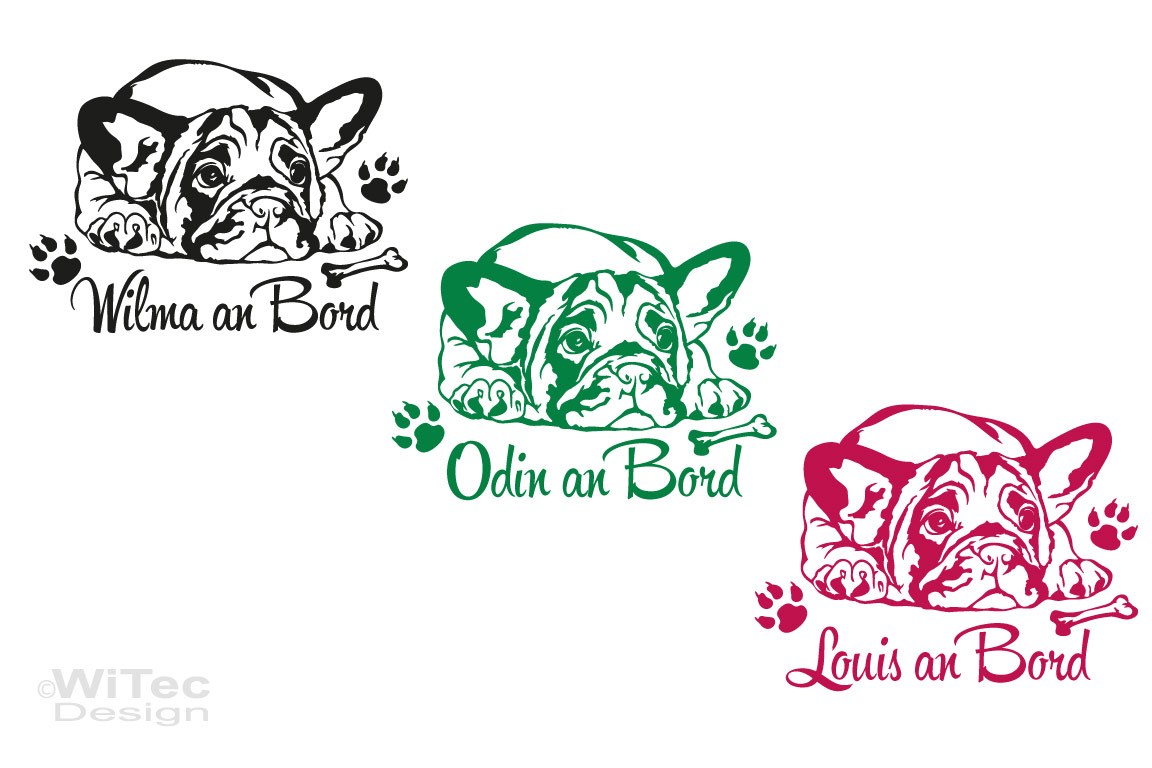 Hundeaufkleber Französische Bulldogge an Bord Auto Aufkleber