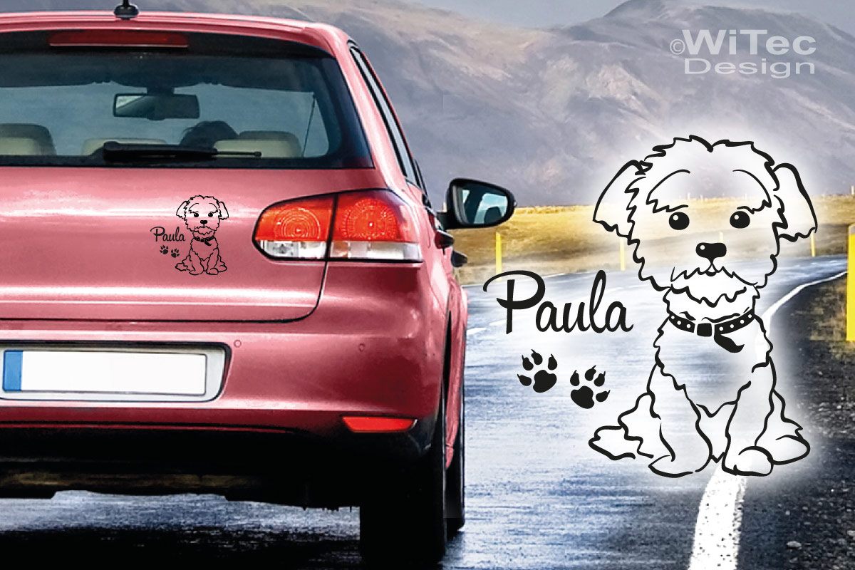 Malteser Hundeaufkleber Hundesticker Auto Aufkleber Pfoten
