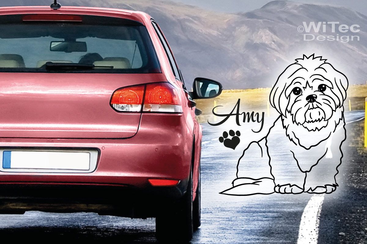 Malteser Hundeaufkleber Hundesticker Auto Aufkleber Pfote