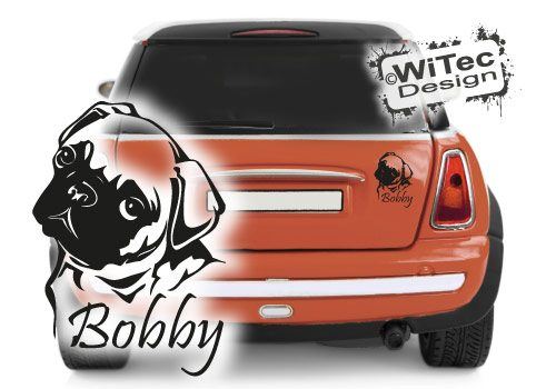 MOPS Wunschname Hundeaufkleber Autoaufkleber Hunde