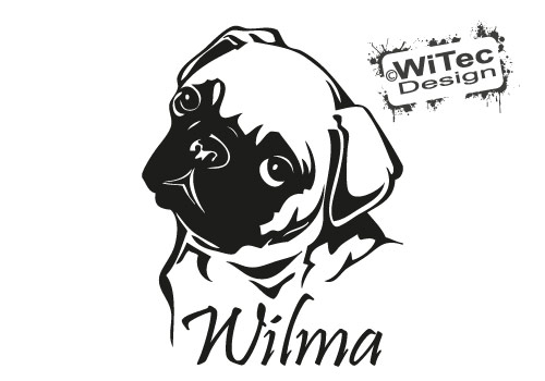 MOPS Wunschname Hundeaufkleber Autoaufkleber Hunde