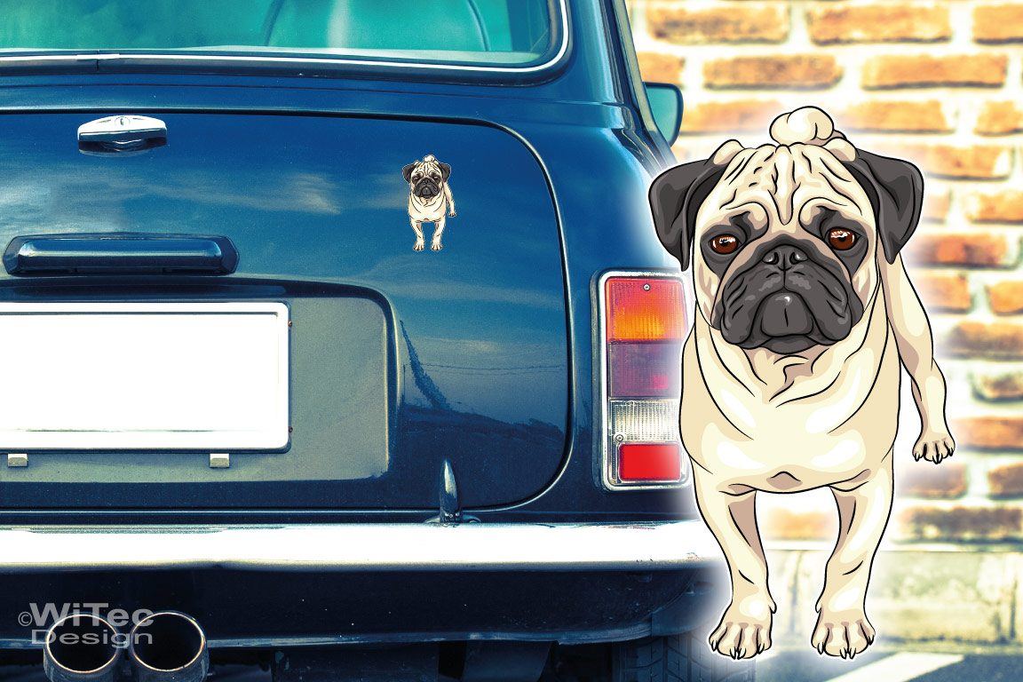 Hundeaufkleber Mops Pug Autoaufkleber