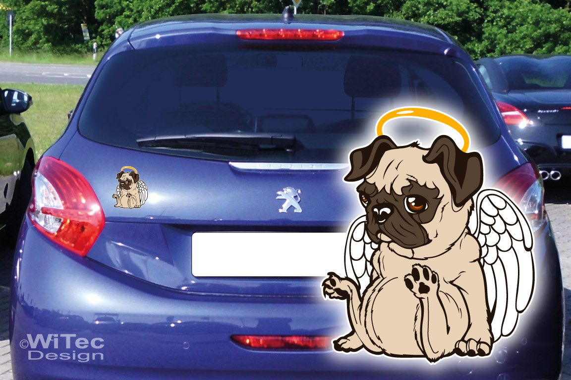 Hundeaufkleber Mops Engel Auto Aufkleber Hunde Hundetattoo