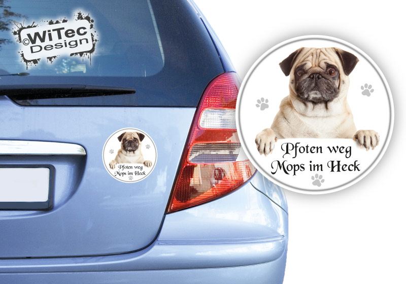 Mops Autoaufkleber Pfoten weg Aufkleber Auto Sticker Autosticker