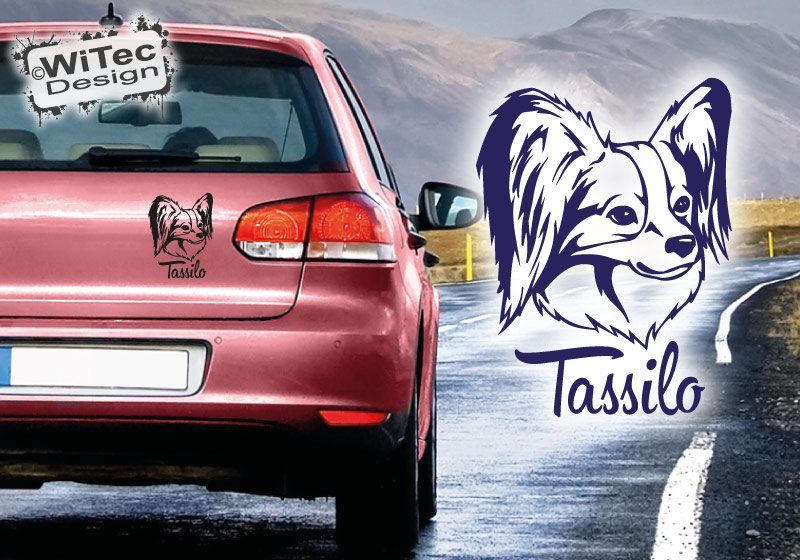 Papillon Autoaufkleber Name Hundeaufkleber Auto Aufkleber
