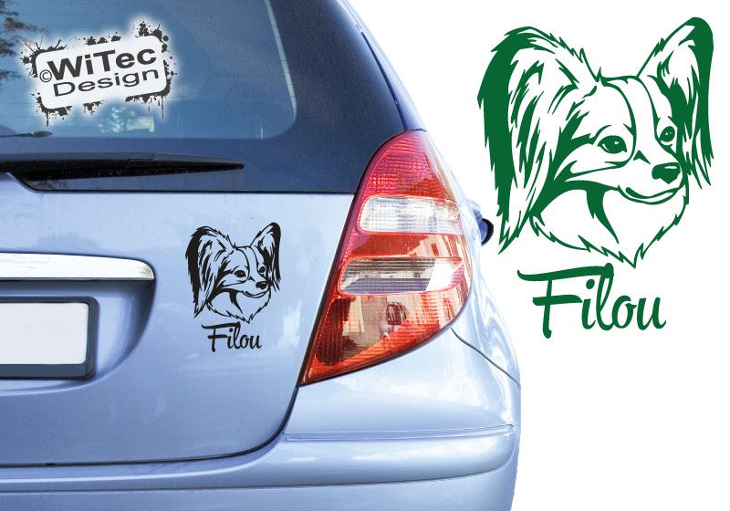 Papillon Autoaufkleber Name Hundeaufkleber Auto Aufkleber