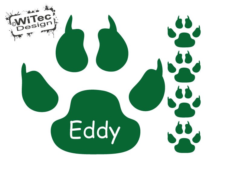 Hundepfote Wunschname Autoaufkleber Hund Pfoten Set Hundepfote Wunschname Autoaufkleber Hund Pfoten Set