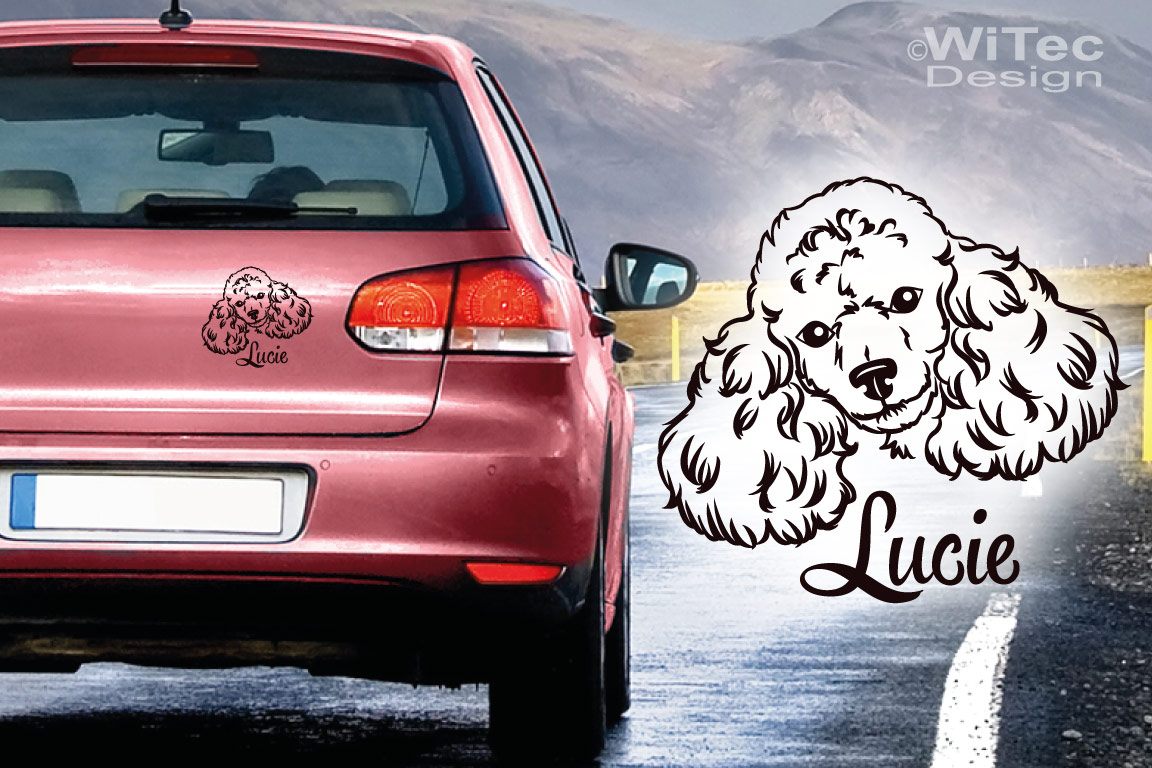 PudelHundeaufkleber Hundesticker Auto Aufkleber Pfoten