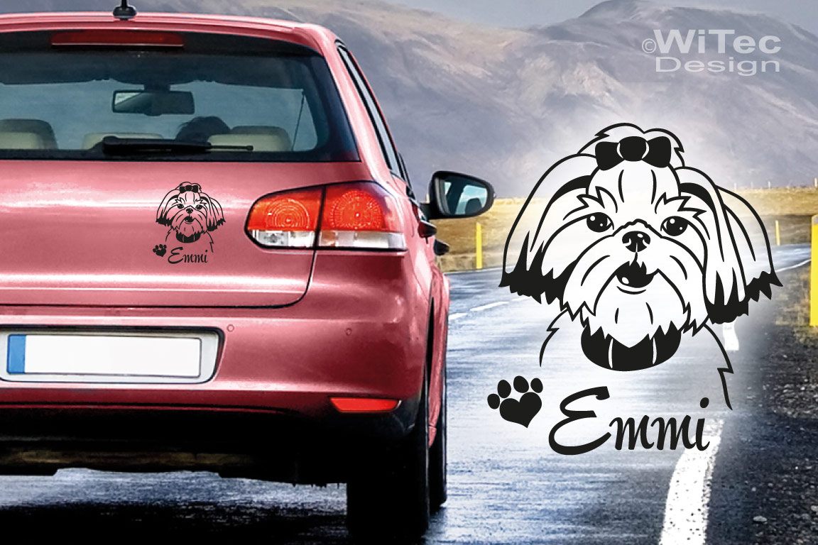Autoaufkleber Shih Tzu Name Hundeaufkleber Hundeaufkleber Shih Tzu Wunschname Auto Aufkleber
