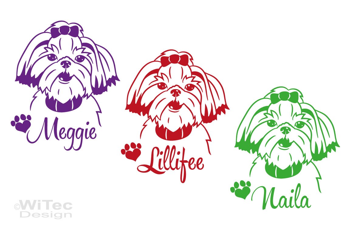 Hundeaufkleber Shih Tzu Wunschname Auto Aufkleber Hundeaufkleber Shih Tzu Autoaufkleber Name