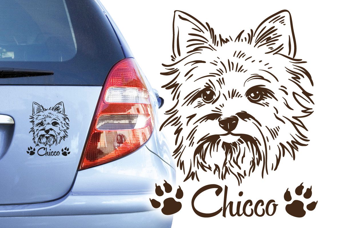 NEUE - Autoaufkleber - für Auto auch f. Transport Boxen geeignet - 2  verschiedene Größen - für alle Yorkie bzw: Yorkshire Terrier Fan's - -  Sticker - Aufkleber - Klebebild - Bild 