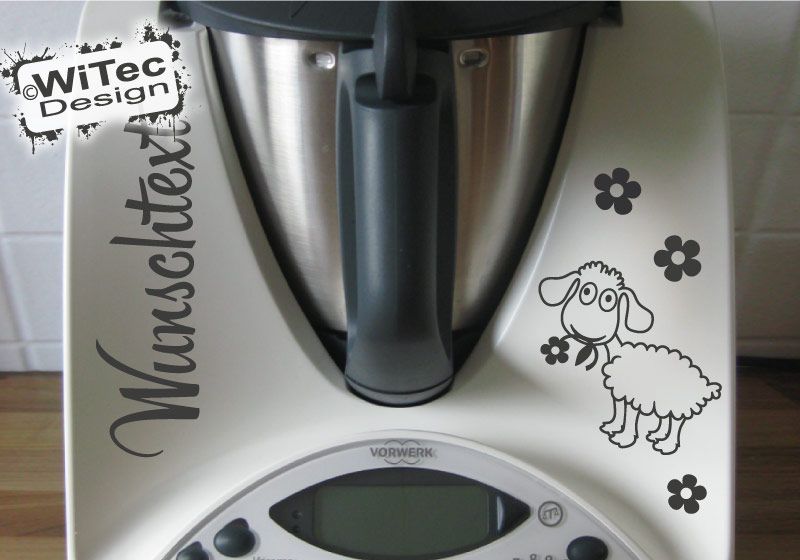 Thermomix Aufkleber Schaf Blumen Wunschtext Dekoaufkleber für Thermomix TM31 TM 31 Thermomix Aufkleber Schaf Blumen Wunschtext Dekoaufkleber für Thermomix TM31 TM 31