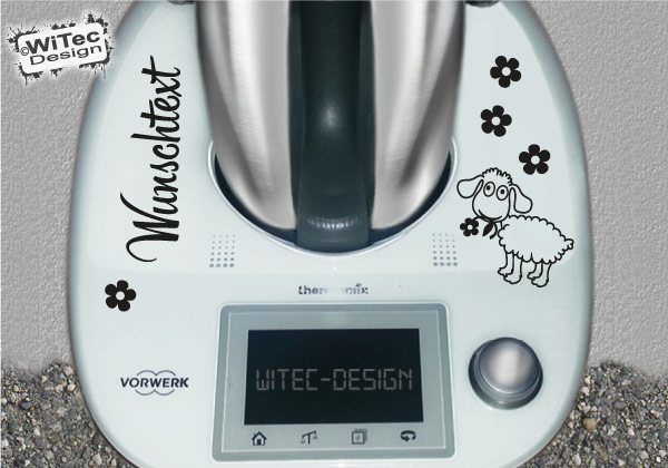 Schaf Blumen Wunschtext Aufkleber für Thermomix Schaf Blumen Wunschtext Aufkleber für Thermomix