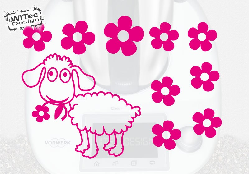 Thermomix Aufkleber Schaf Blumen Set für TM5 Thermomix Aufkleber Schaf Blumen Set für TM5