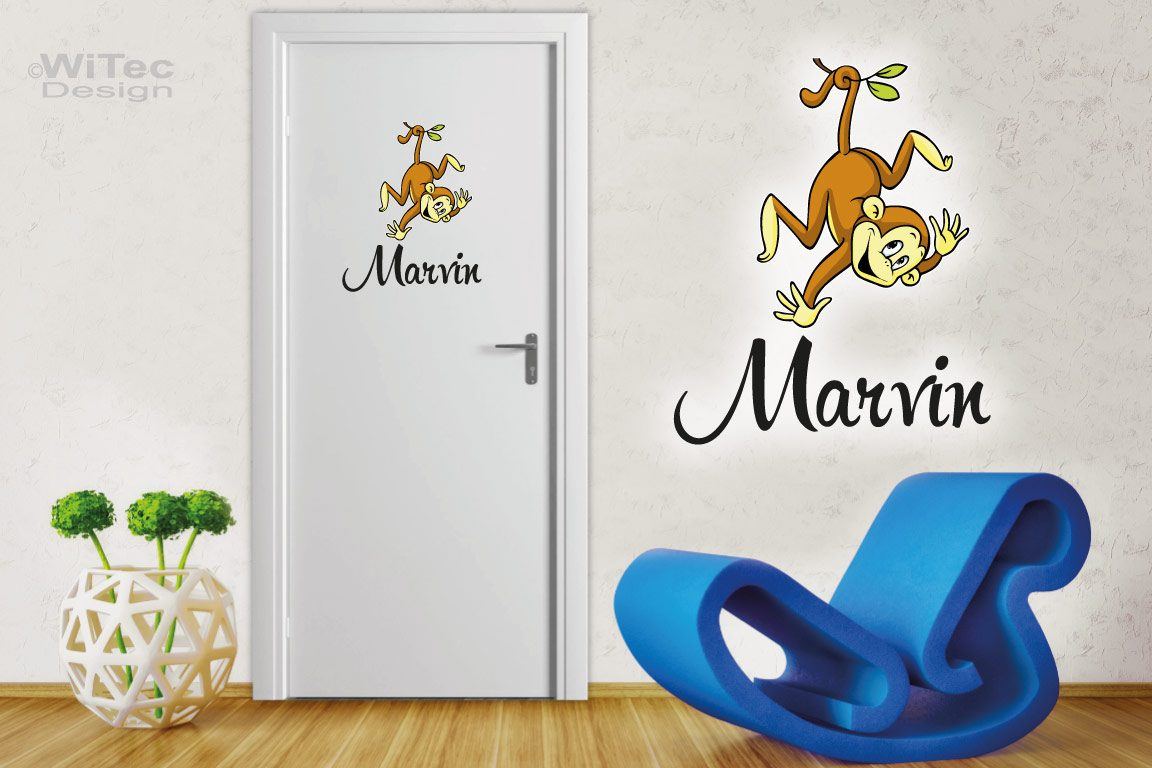 Türaufkleber Affe Wunschname Kinderzimmer Türtattoo