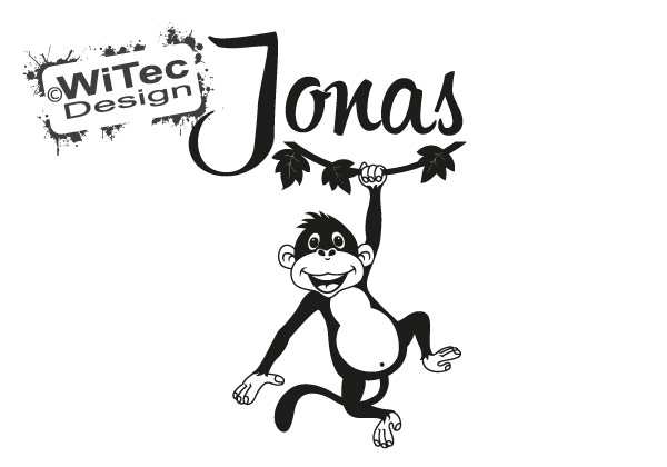 Wunsch Name Affe Türaufkleber