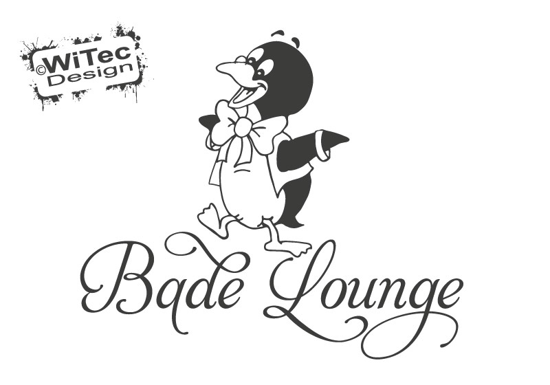 Türaufkleber Bade Lounge Pinguin Badezimmer