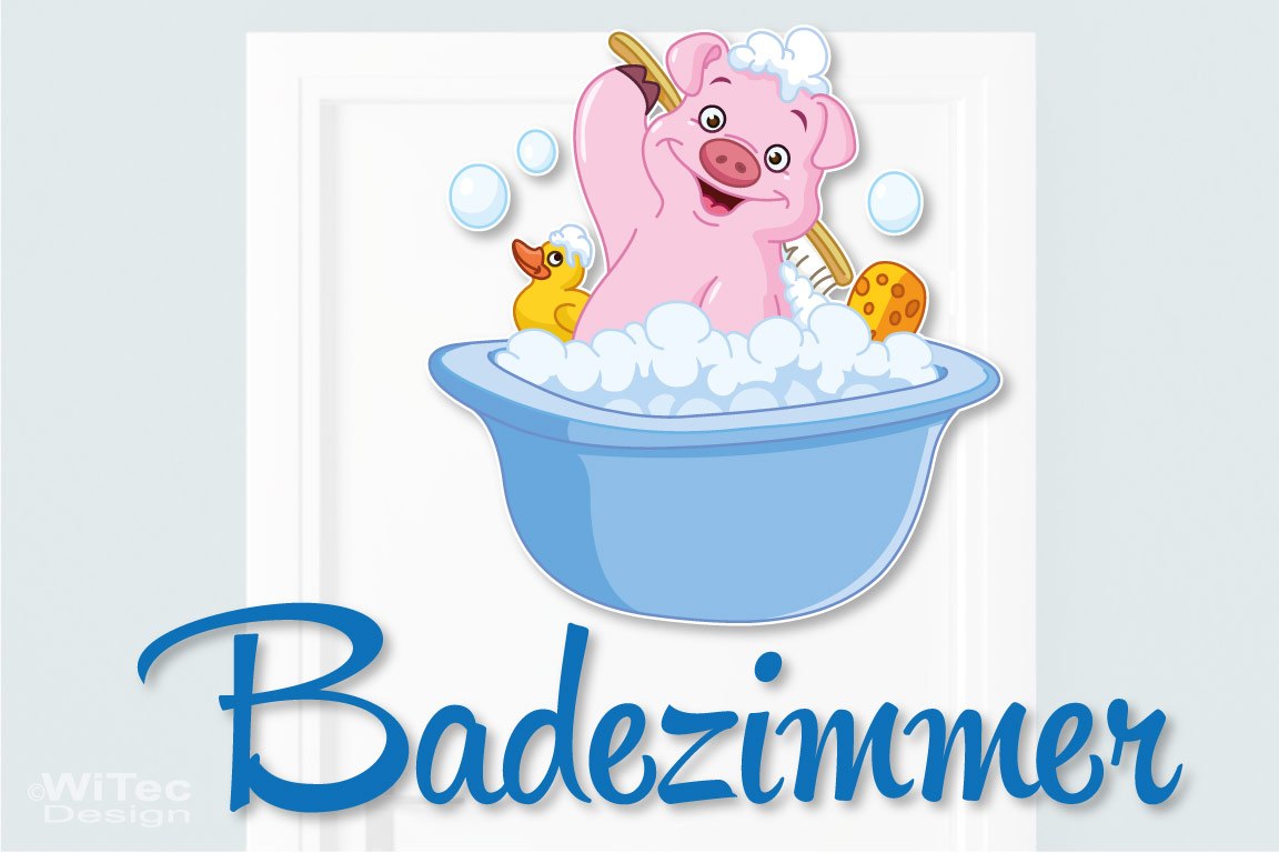 Türaufkleber Badezimmer Schweinchen Ente Bad Türtattoo