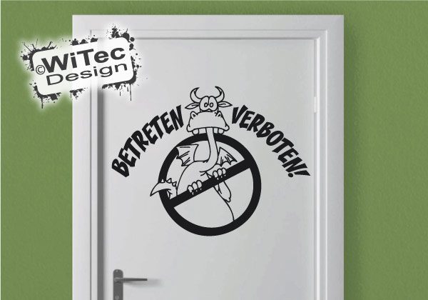 Dinosaurier Türaufkleber Kinderzimmer Betreten verboten