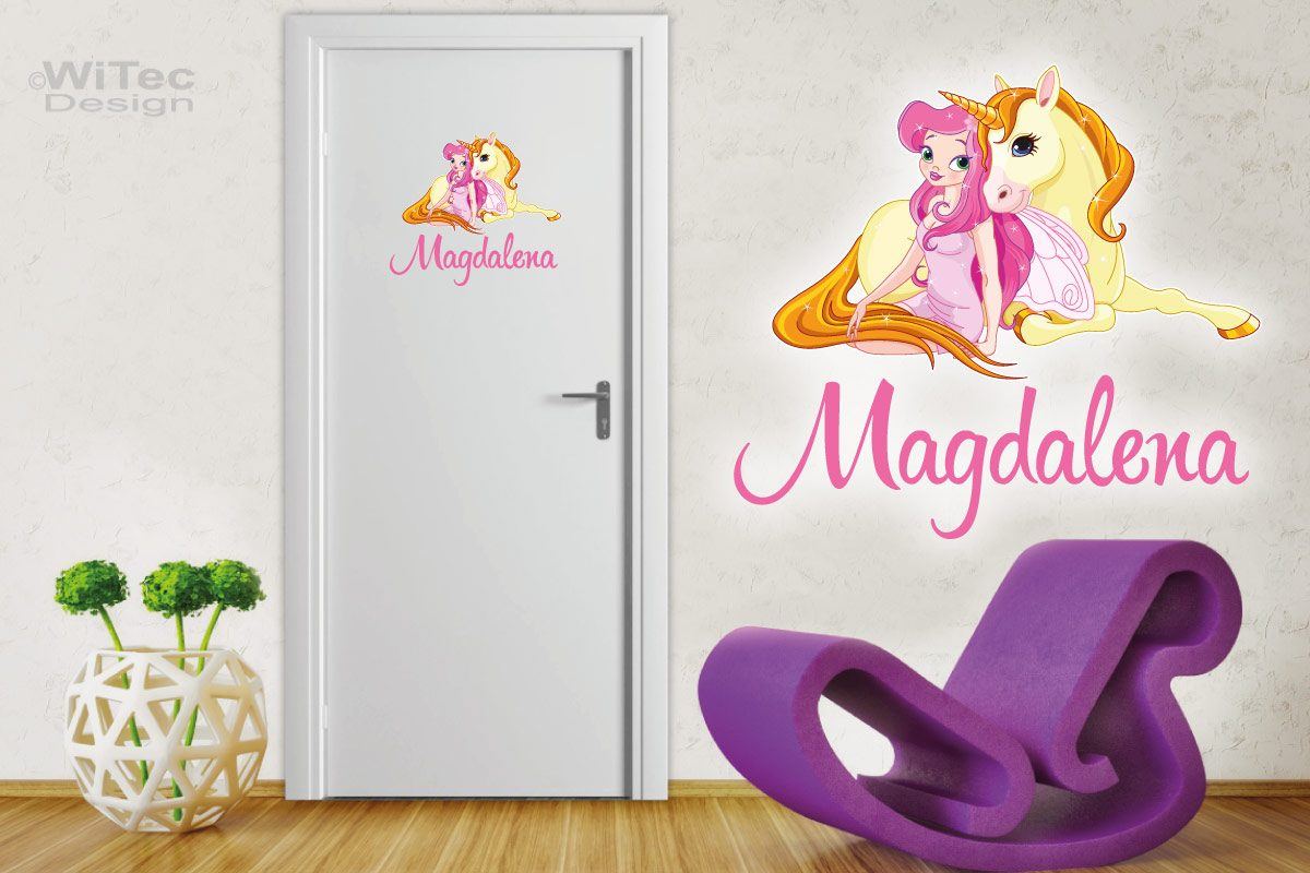Türaufkleber Kinderzimmer Einhorn Elfe Pferd Türtattoo