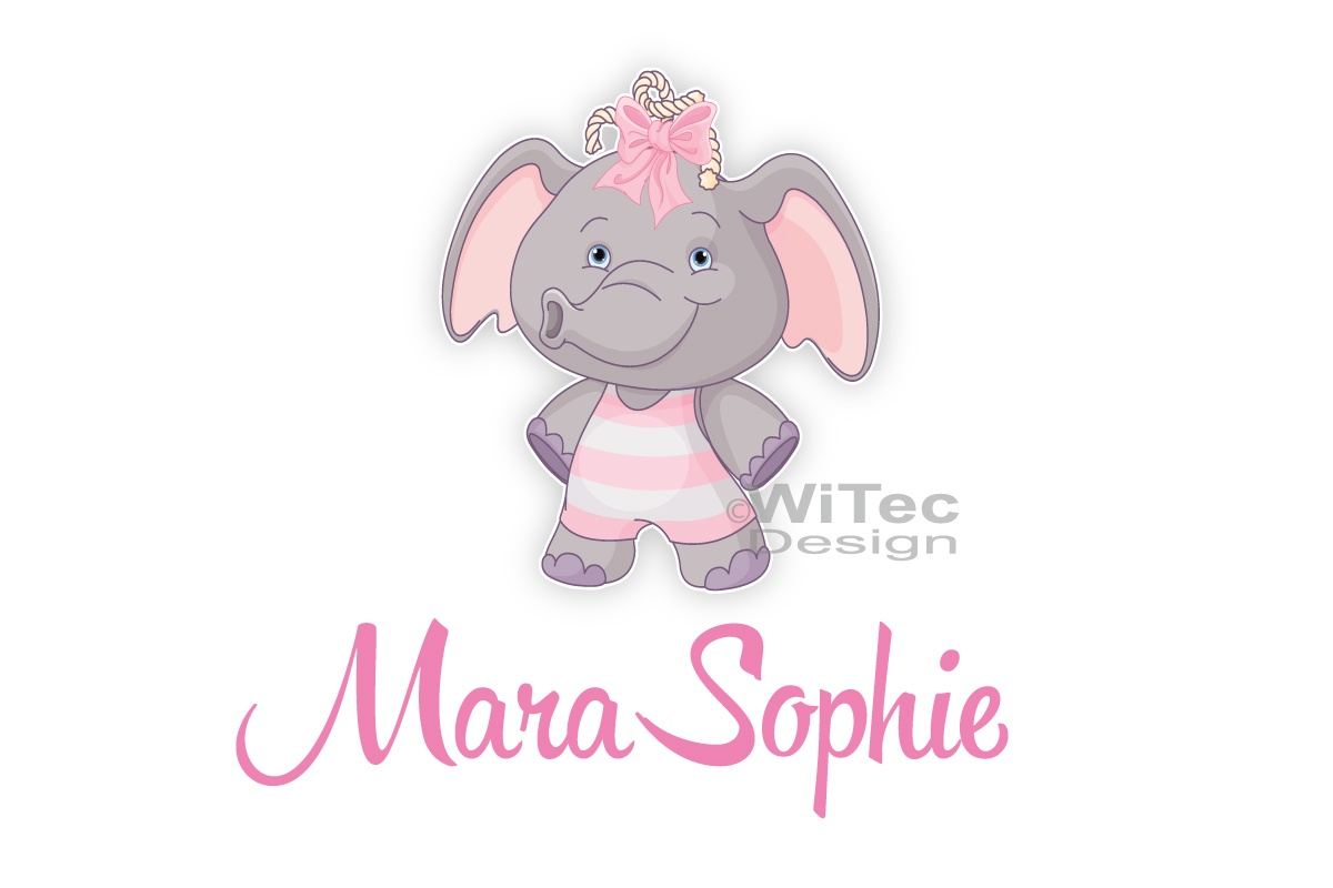 Türaufkleber Elefant Wunschname Kinderzimmer