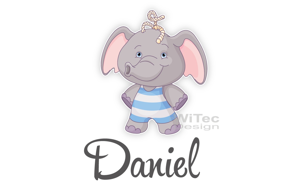 Türaufkleber Elefant Wunschname Kinderzimmer