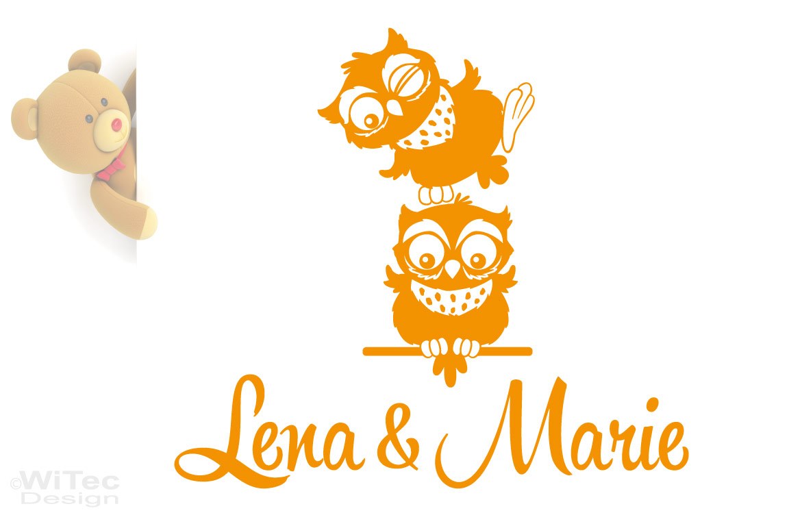 Türaufkleber Eulen Wunschnamen Kinderzimmer