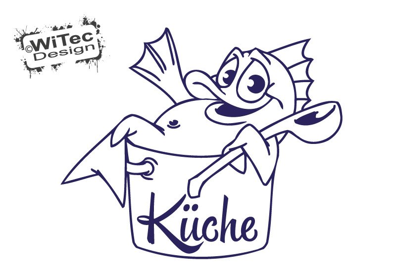 Türaufkleber Küche Fisch Kochtopf Türtattoo Küchentür