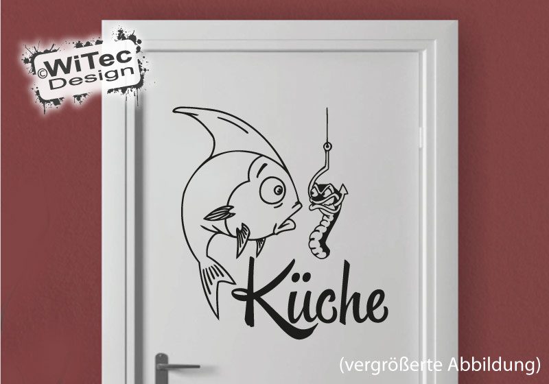 Türaufkleber Fisch Wurm Angelhaken Küche Türtattoo Küchentür