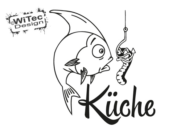 Türaufkleber Fisch Wurm Angelhaken Küche Türtattoo Küchentür