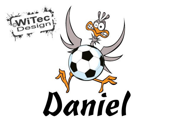 Türaufkleber Fußball Vogel Wunsch Name