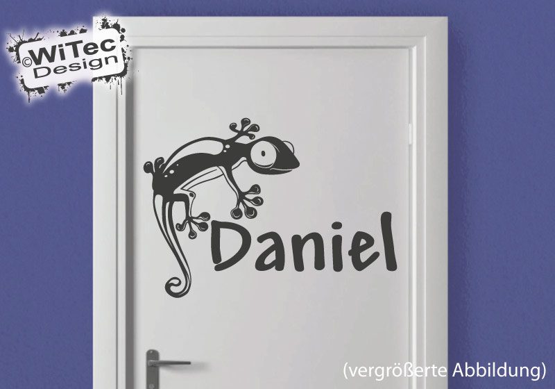 Türaufkleber Gecko Gekko Name Kinderzimmer Türtattoo