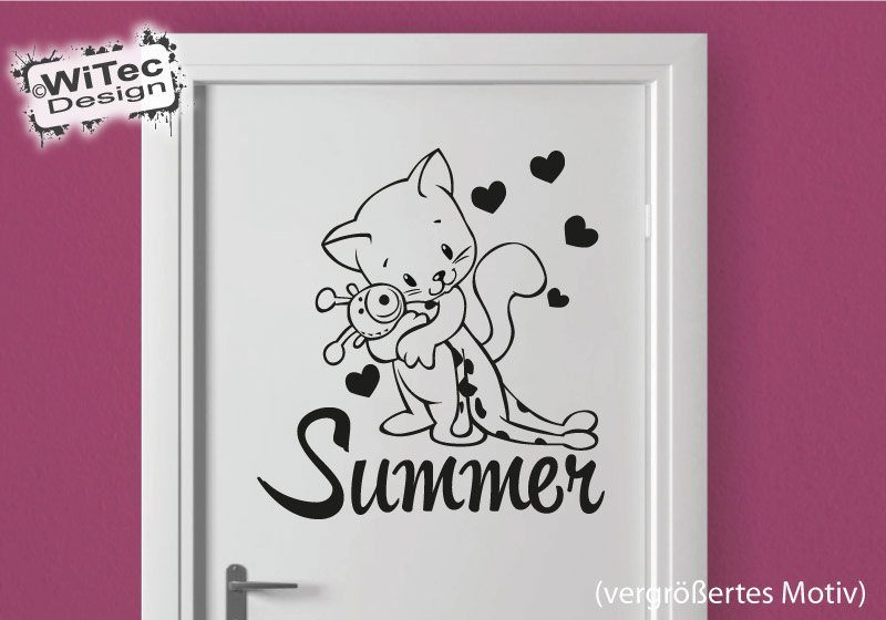 Türaufkleber Katze Herz Giraffe Name Kinderzimmer Türtattoo
