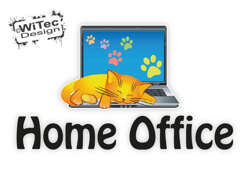 Türaufkleber Katze Laptop Katzenpfoten Home Office