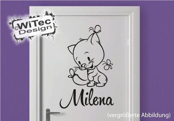 Katze Schmetterling Kinderzimmer Türaufkleber