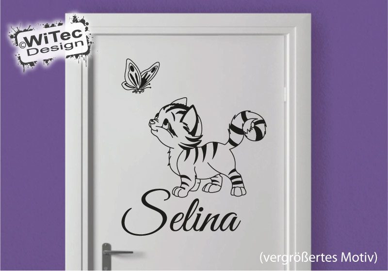 Türaufkleber Katze Schmetterling Kinderzimmer Tür Aufkleber