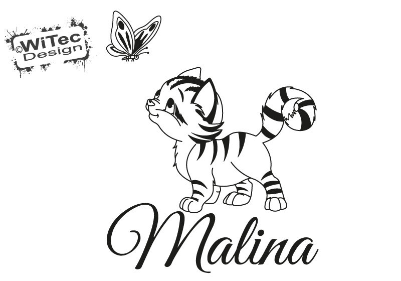 Türaufkleber Katze Schmetterling Kinderzimmer Tür Aufkleber