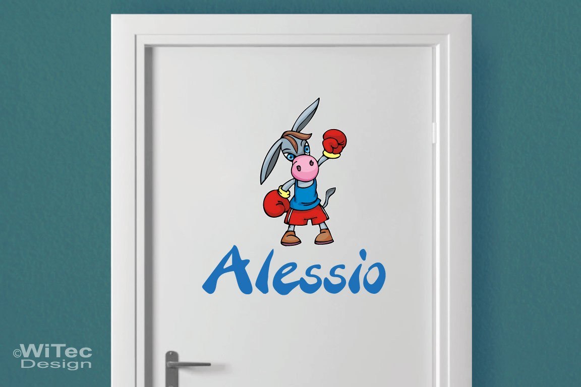 Türaufkleber Boxer Esel Name Kinderzimmer Türtattoo